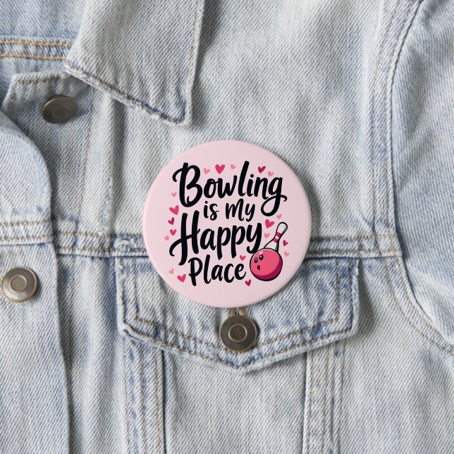 Bowling Lover Cute Retro Aesthetic Sports Design Button (In Situ)