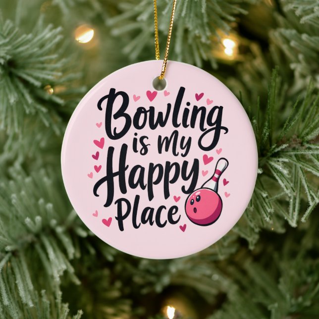 Bowling Lover Cute Retro Aesthetic Sports Design Ceramic Ornament (Tree)