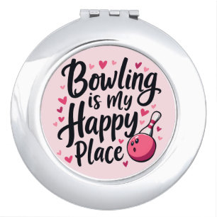 Bowling Lover Cute Retro Aesthetic Sports Design Compact Mirror