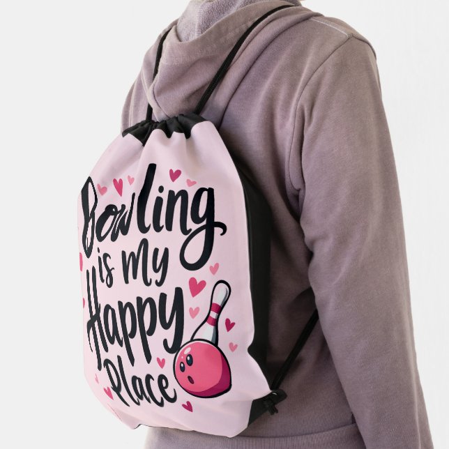 Bowling Lover Cute Retro Aesthetic Sports Design Drawstring Bag (Insitu)