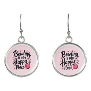 Bowling Lover Cute Retro Aesthetic Sports Design Earrings
