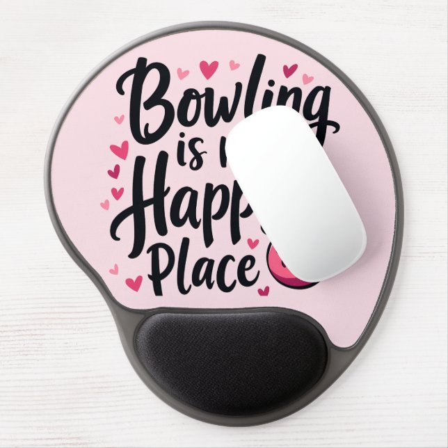 Bowling Lover Cute Retro Aesthetic Sports Design Gel Mouse Pad (Left Side)
