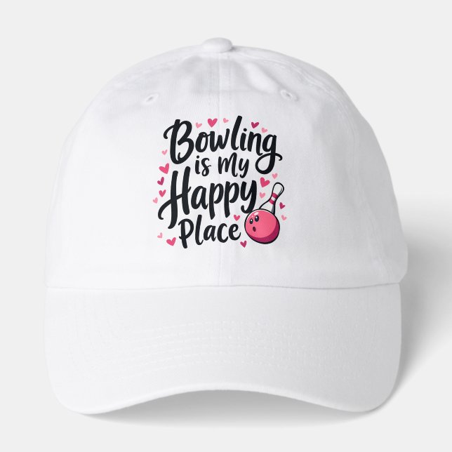Bowling Lover Cute Retro Aesthetic Sports Design Hat (Front)