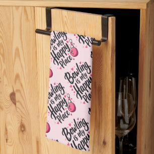 Bowling Lover Cute Retro Aesthetic Sports Design Kitchen Towel