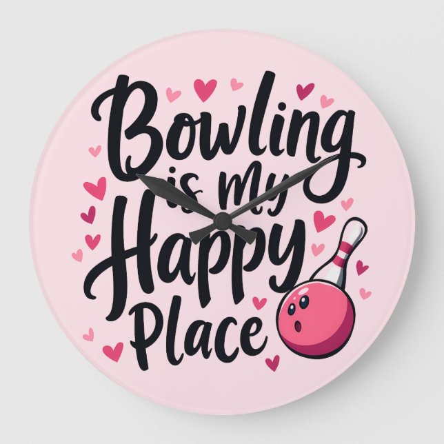 Bowling Lover Cute Retro Aesthetic Sports Design Large Clock (Front)