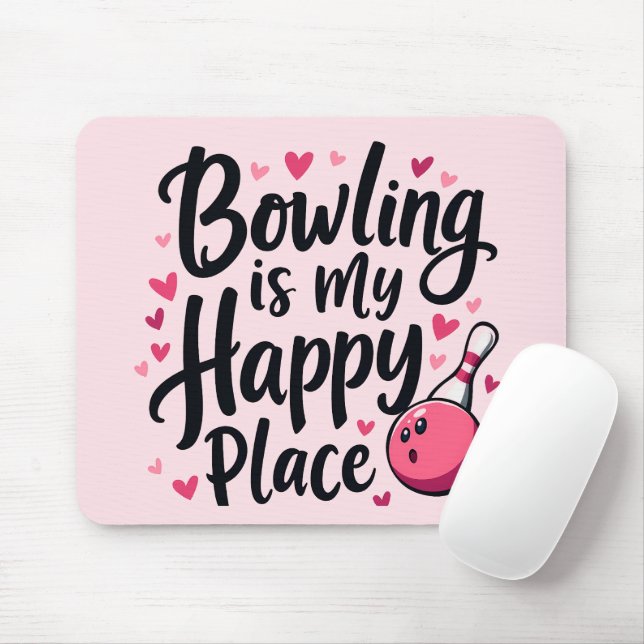 Bowling Lover Cute Retro Aesthetic Sports Design Mouse Pad (With Mouse)