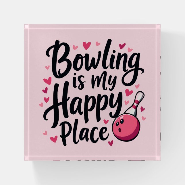 Bowling Lover Cute Retro Aesthetic Sports Design Paperweight (Front)