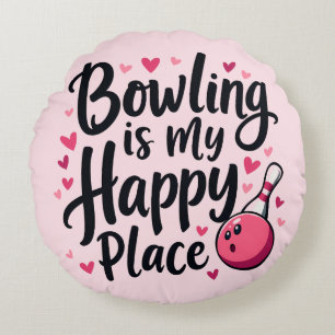 Bowling Lover Cute Retro Aesthetic Sports Design Round Pillow