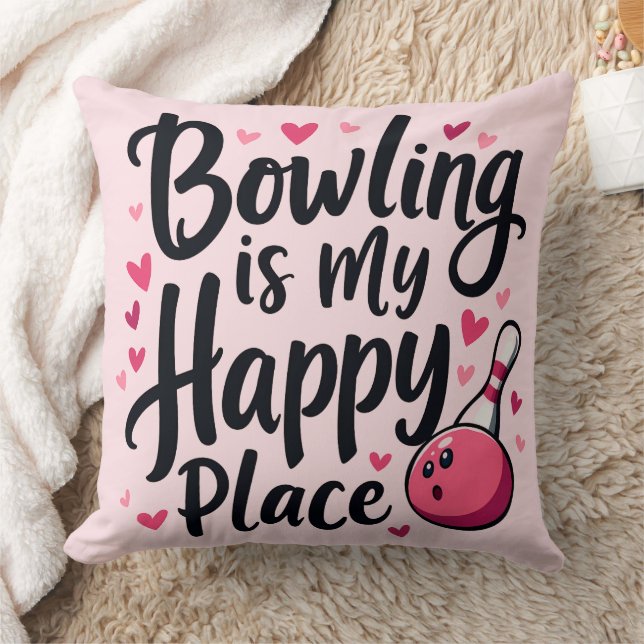 Bowling Lover Cute Retro Aesthetic Sports Design Throw Pillow (Blanket)