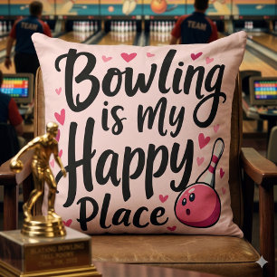 Bowling Lover Cute Retro Aesthetic Sports Design Throw Pillow