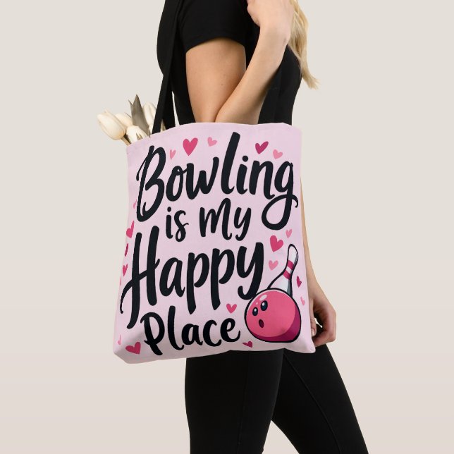 Bowling Lover Cute Retro Aesthetic Sports Design Tote Bag (Close Up)