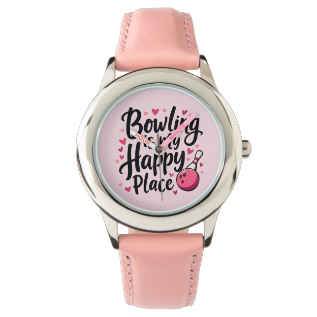 Bowling Lover Cute Retro Aesthetic Sports Design Watch (Front)