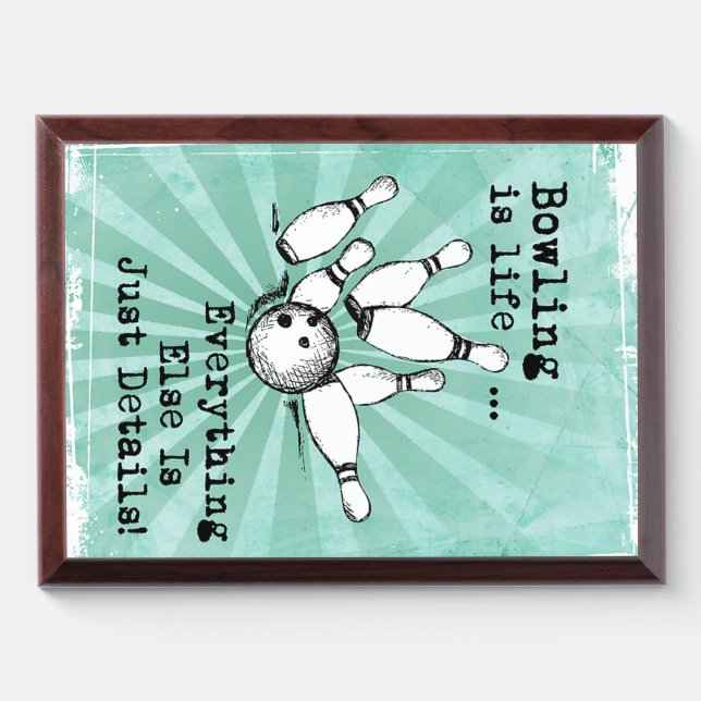 Bowling Lover Gift, Funny Bowling Player Gift Award Plaque (Horizontal)