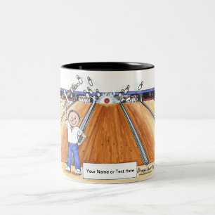 Bowling - Male Cartoon by PrintedPerfection.com Two-Tone Coffee Mug