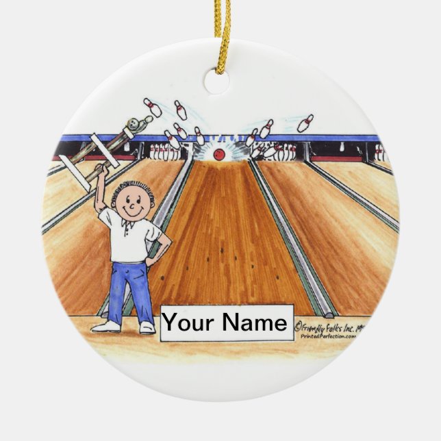 Bowling - Male Ceramic Ornament (Front)