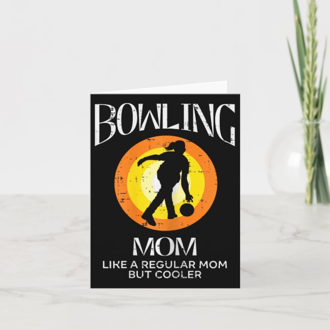 Bowling Mom Cooler Retro Mothers Day Bowler Mommy  Card (Front)