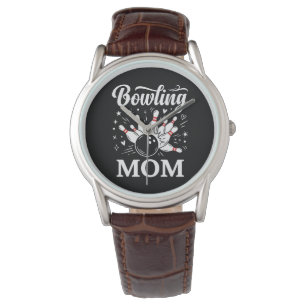 Bowling Mom Heart Pins Funny League Mothers Day Watch