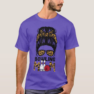 Bowling Mom Messy Bun Fun Family Matching Bowler M T-Shirt