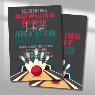 Bowling Movie let’s Roll Birthday Party Cinema Invitation