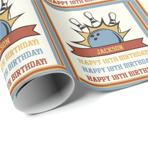 Bowling Name Age Sentiment Birthday Wrapping Paper