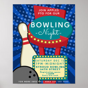 bowling night flyer, bowling tournament poster