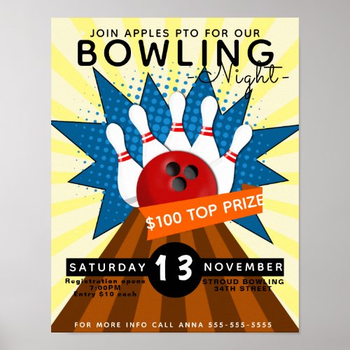 bowling night flyer bowling tournament poster