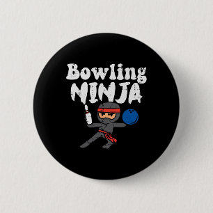 Bowling Ninja Funny Bowler Boys Girls Kids Toddler Button