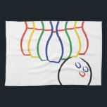 Bowling Outline Towel<br><div class="desc">Let's go bowling and not just with your average ball and pins! These colorful pin and ball line drawing makes the game a colorful and fun time.</div>
