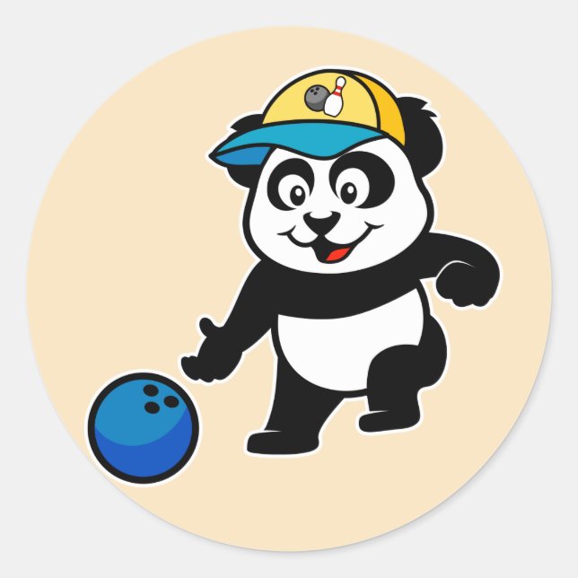 Bowling Panda Classic Round Sticker (Front)