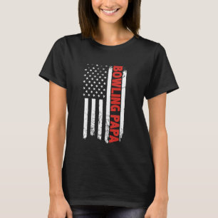 BOWLING PAPA Sports Dad Player Coach USA Flag T-Shirt