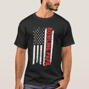 BOWLING PAPA Sports Dad Player Coach USA Flag T-Shirt