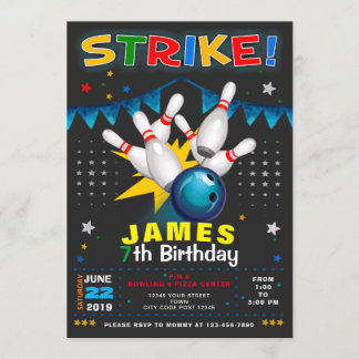 BOWLING PARTY BIRTHDAY INVITATION