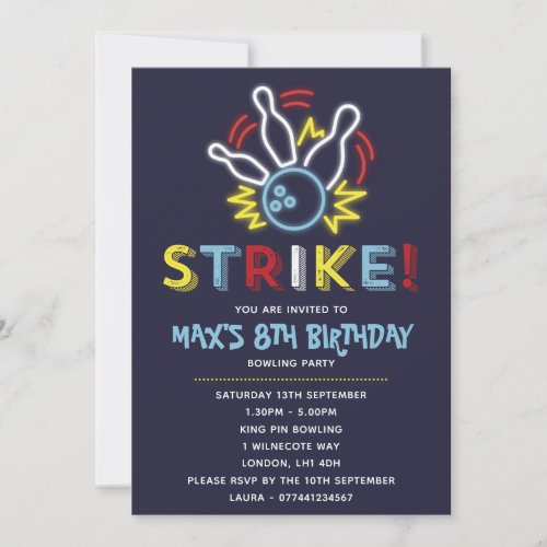 Bowling Party Birthday Invitations