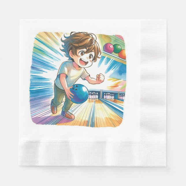 Bowling Party Boy's Anime Birthday   Napkins (Front)