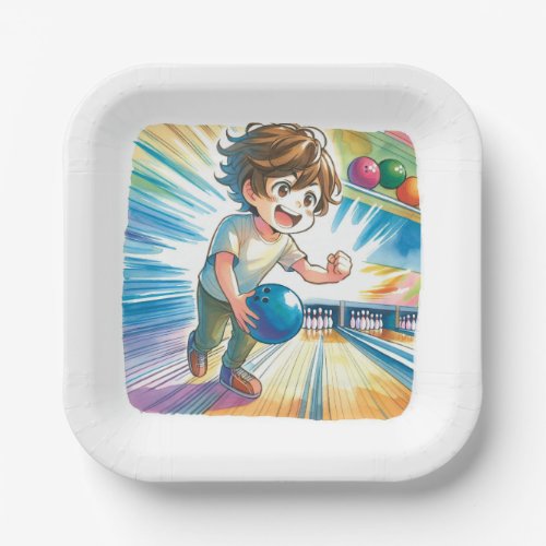 Bowling Party Boys Anime Birthday   Paper Plates