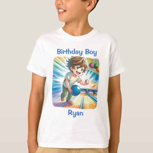 Bowling Party Boys Anime Birthday Personalized T_Shirt