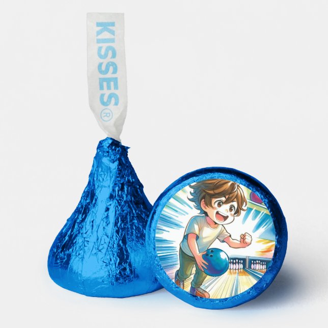Bowling Party Boy's Anime Birthday Treats Hershey®'s Kisses® (Front)