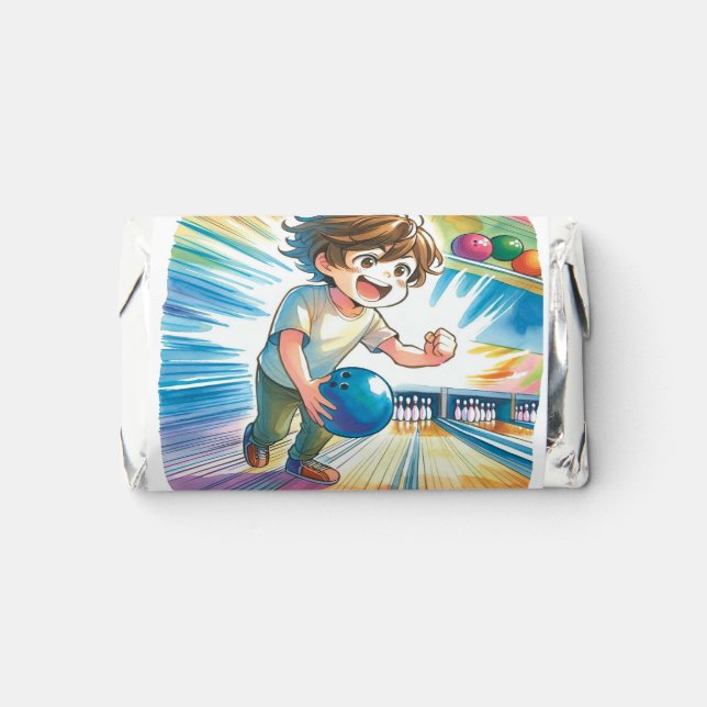 Bowling Party Boy's Anime Birthday Treats Hershey's Miniatures (Front)