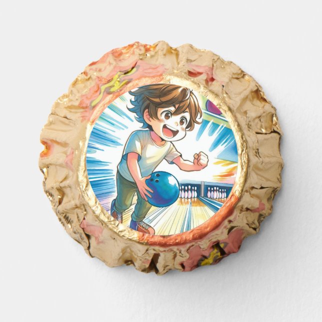 Bowling Party Boy's Anime Birthday Treats Reese's Peanut Butter Cups (Front)
