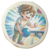 Bowling Party Boy's Anime Birthday Treats Sugar Cookie (Front)