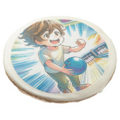 Bowling Party Boy's Anime Birthday Treats Sugar Cookie (Angled)