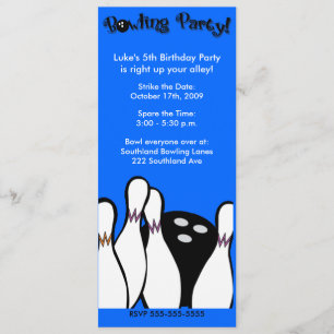 BOWLING PARTY COSMIC ANY AGE BIRTHDAY 4X9 INVITATION