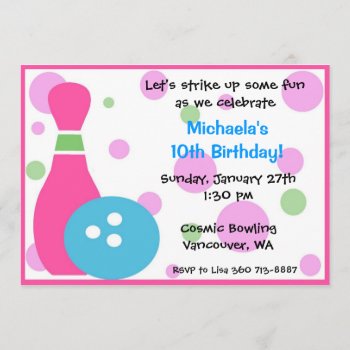 Bowling Party -girl Invitation by SERENITYnFAITH at Zazzle