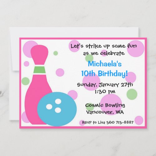Bowling Party _Girl Invitation