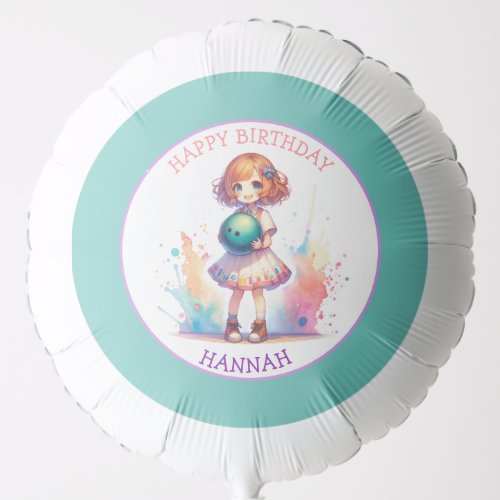 Bowling Party Girls Anime Birthday Personalized  Balloon