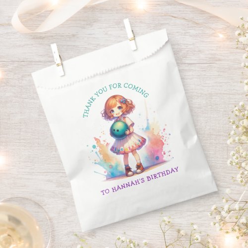 Bowling Party Girls Anime Birthday Personalized  Favor Bag