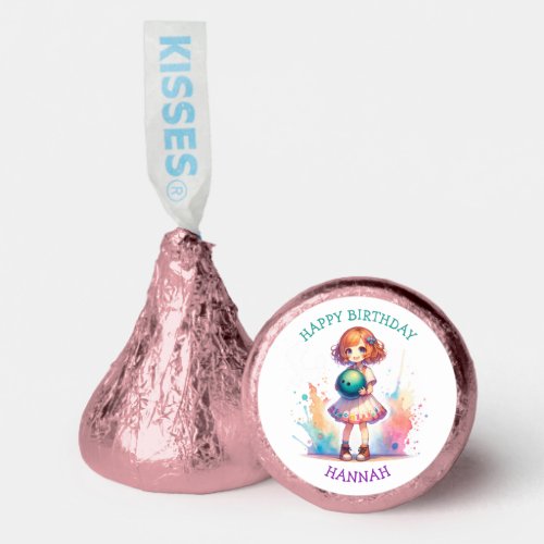 Bowling Party Girls Anime Birthday Personalized  Hersheys Kisses