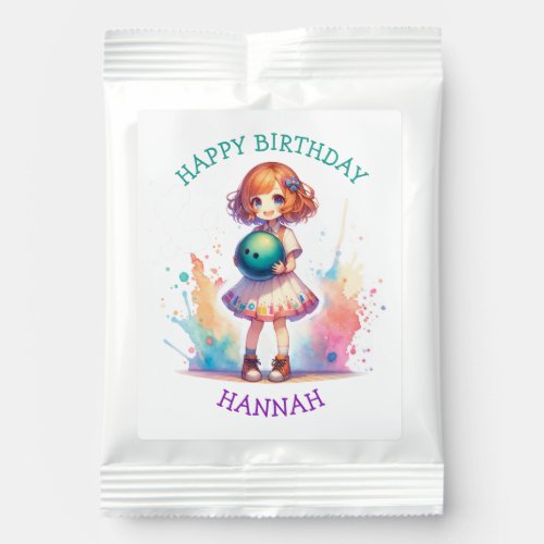 Bowling Party Girls Anime Birthday Personalized  Lemonade Drink Mix