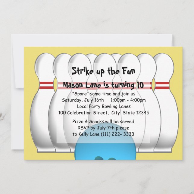 Bowling Party Invitation (Front)