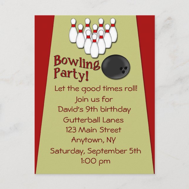 Bowling Party Invitation (Front)